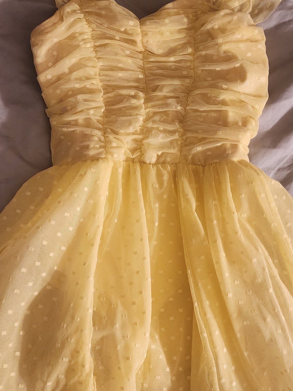 Weissman Yellow Ruched Tulle Party Dress for Girls